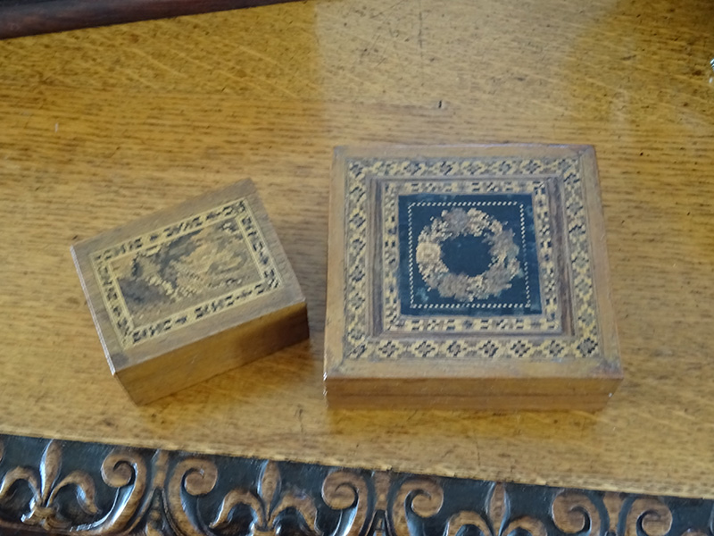 Pair small Tunbridge ware boxes